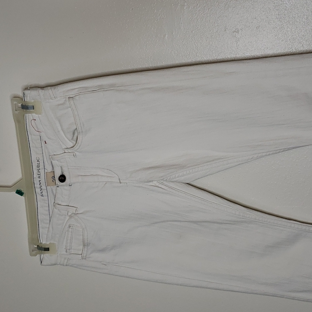 Banana Republic Slim Straight Mid Rise Jeans White 28 Long - Picture 2 of 14